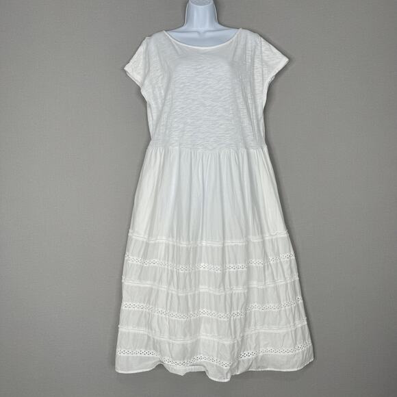 Boden Dresses & Skirts - Boden Dress Womens 14 White Eyelet Midi Cotton Cottagecore Boho Resort Beachy